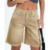 imageCicy Bell Womens Summer Wide Leg Denim Shorts Casual Loose Mid Rise Jorts Bermuda Knee Length Jeans ShortsKhaki
