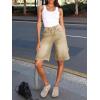 imageCicy Bell Womens Summer Wide Leg Denim Shorts Casual Loose Mid Rise Jorts Bermuda Knee Length Jeans ShortsKhaki