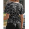 imageCicy Bell Womens Summer Wrap Polka Dots Tops Casual Short Sleeve Tie Back Cinched Waist T Shirts Trendy Boat Neck BlouseBlackwhite