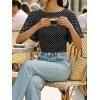 imageCicy Bell Womens Summer Wrap Polka Dots Tops Casual Short Sleeve Tie Back T Shirts Trendy Boat Neck BlouseBlackwhite
