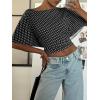imageCicy Bell Womens Summer Wrap Polka Dots Tops Casual Short Sleeve Tie Back T Shirts Trendy Boat Neck BlouseBlackwhite