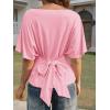 imageCicy Bell Womens Summer Wrap Tops Casual Short Sleeve Tie Back Cinched Waist T Shirts Trendy Boat Neck BlousePink