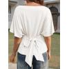 imageCicy Bell Womens Summer Wrap Tops Casual Short Sleeve Tie Back Cinched Waist T Shirts Trendy Boat Neck BlouseWhite