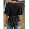 imageCicy Bell Womens Summer Wrap Tops Casual Short Sleeve Tie Back T Shirts Trendy Boat Neck BlouseBlack