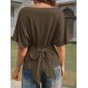 imageCicy Bell Womens Summer Wrap Tops Casual Short Sleeve Tie Back T Shirts Trendy Boat Neck BlouseCoffee