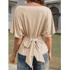 imageCicy Bell Womens Summer Wrap Tops Casual Short Sleeve Tie Back T Shirts Trendy Boat Neck BlouseLight Khaki