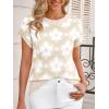 imageCicy Bell Womens Sweater Vest Summer Floral Cap Sleeve Sweaters Crew Neck Dressy Casual Knit Trendy 2026 TopsBeige