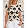 imageCicy Bell Womens Sweater Vest Summer Floral Cap Sleeve Sweaters Crew Neck Dressy Casual Knit Trendy 2026 TopsBlack