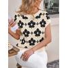 imageCicy Bell Womens Sweater Vest Summer Floral Cap Sleeve Sweaters Crew Neck Dressy Casual Knit Trendy 2026 TopsBlack
