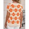 imageCicy Bell Womens Sweater Vest Summer Floral Cap Sleeve Sweaters Crew Neck Dressy Casual Knit Trendy 2026 TopsOrange