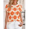 imageCicy Bell Womens Sweater Vest Summer Floral Cap Sleeve Sweaters Crew Neck Dressy Casual Knit Trendy 2026 TopsOrange