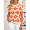 imageCicy Bell Womens Sweater Vest Summer Floral Cap Sleeve Sweaters Crew Neck Dressy Casual Knit Trendy 2026 TopsOrange