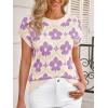 imageCicy Bell Womens Sweater Vest Summer Floral Cap Sleeve Sweaters Crew Neck Dressy Casual Knit Trendy 2026 TopsPale Purple