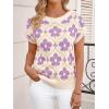 imageCicy Bell Womens Sweater Vest Summer Floral Cap Sleeve Sweaters Crew Neck Dressy Casual Knit Trendy 2026 TopsPale Purple