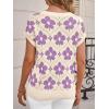 imageCicy Bell Womens Sweater Vest Summer Floral Cap Sleeve Sweaters Crew Neck Dressy Casual Knit Trendy 2026 TopsPale Purple