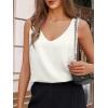 imageCicy Bell Womens V Neck Satin Tank Tops Dressy Casual Silk Camisole Blouses Summer Corporate Outfits White