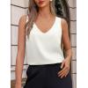 imageCicy Bell Womens V Neck Satin Tank Tops Dressy Casual Silk Camisole Blouses Summer Corporate Outfits White