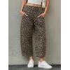 imageCicy Bell Womens Wide Leg Cropped Jeans Baggy Boyfriend Smocked Mid Rise Harem Denim PantsLeopard Print