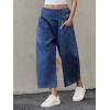 imageCicy Bell Womens Wide Leg Cropped Jeans Baggy Boyfriend Smocked Mid Rise Harem Denim PantsNavy