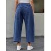 imageCicy Bell Womens Wide Leg Cropped Jeans Baggy Boyfriend Smocked Mid Rise Harem Denim PantsNavy
