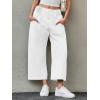 imageCicy Bell Womens Wide Leg Cropped Jeans Baggy Boyfriend Smocked Mid Rise Harem Denim PantsWhite