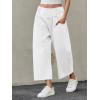 imageCicy Bell Womens Wide Leg Cropped Jeans Baggy Boyfriend Smocked Mid Rise Harem Denim PantsWhite