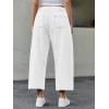 imageCicy Bell Womens Wide Leg Cropped Jeans Baggy Boyfriend Smocked Mid Rise Harem Denim PantsWhite