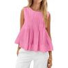 imageCicy Bell Pleated Peplum Tank Tops for Women Summer Casual Sleeveless Womens Babydoll Blouse Flowy Cotton ShirtBright Pink