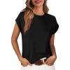 imageCicy Bell Women Summer Cap Sleeve Tops Casual Crew Neck Plain T Shirts Loose Fit Basic Tees Black