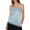 imageCicy Bell Women Summer Satin Cami Tops Spaghetti Strap Lace V Neck Cute Camisole Party Pajamas Asymmetrical Hem Tank TopsSky Blue
