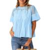 imageCicy Bell Womens Babydoll Lace Blouses Short Sleeve Ruffle Crew Neck Peplum Tops Dressy Casual Loose Fit ShirtsSky Blue