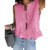 imageCicy Bell Womens Bow Front Tie Tank Tops Pleated Babydoll Top Sleeveless Cute Coquette Shirt Summer OutfitsDark Pink