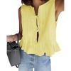 imageCicy Bell Womens Bow Front Tie Tank Tops Pleated Babydoll Top Sleeveless Cute Coquette Shirt Summer OutfitsLemon Yellow