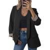 imageCicy Bell Womens Business Casual Blazer Shawl Collar Work Long Sleeve Leopard Open Front Oversized Suit JacketBlack