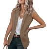 imageCicy Bell Womens Casual Blazer Short Sleeve Lapel Open Front Work Office Suit JacketZkhaki