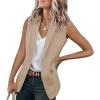 imageCicy Bell Womens Casual Blazer Short Sleeve Lapel Open Front Work Office Suit JacketZlight Khaki