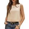 imageCicy Bell Womens Casual Cropped Tank Tops Summer Crew Neck Sleeveless Boxy Shirts Workout Basic TeesApricot