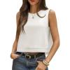imageCicy Bell Womens Casual Cropped Tank Tops Summer Crew Neck Sleeveless Boxy Shirts Workout Basic TeesWhite