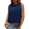 imageCicy Bell Womens Denim Tank Tops Crew Neck Summer Casual Sleeveless Shirts Cropped Loose Fit Jean VestsNavy