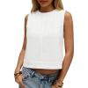 imageCicy Bell Womens Denim Tank Tops Crew Neck Summer Casual Sleeveless Shirts Cropped Loose Fit Jean VestsWhite