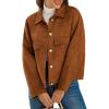 imageCicy Bell Womens Faux Suede Leather Jackets Oversized Cropped Casual Lapel Collar Button Down Spring Vintage ShacketsBrown