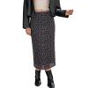 imageCicy Bell Womens Floral Boho Mesh Midi Skirt Elastic High Waisted Flowy Summer Casual Vintage Long SkirtsBlack
