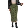 imageCicy Bell Womens Floral Boho Mesh Midi Skirt Elastic High Waisted Flowy Summer Casual Vintage Long SkirtsGreen
