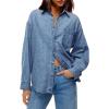 imageCicy Bell Womens Oversized Denim Shirt Jean Jacket 2026 Spring Fashion Button Down Shirts Long Sleeve Tops Trendy ShacketsJean Blue