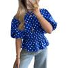 imageCicy Bell Womens Polka Dots Peplum Tops Summer Puff Short Sleeve Round Neck Blouses Trendy Casual Shirts Blue