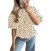 imageCicy Bell Womens Polka Dots Peplum Tops Summer Puff Short Sleeve Round Neck Blouses Trendy Casual ShirtsBeige