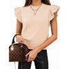 imageCicy Bell Womens Ruffle Sleeve Cropped Sweaters Tops Ribbed Knit Lightweight Crewneck Pullover Casual Trendy T Shirts BlousesBeige