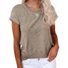 imageCicy Bell Womens Short Sleeve Shirts Crewneck Loose Casual Summer Basic Tees TopsLight Brown