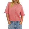 imageCicy Bell Womens Short Sleeve Sweater Cardigan Casual Button Down Lightweight Cropped Ribbed Knit TopsWatermelon Red