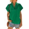 imageCicy Bell Womens Short Sleeve V Neck Blouses Dressy Casual Summer Loose Shirts Trendy Business Pleated TopsGreen
